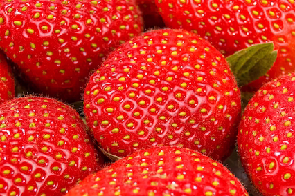 Close-up of ripe strawberries with seeds visible